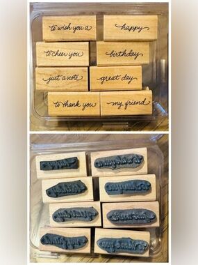 Stampendous Wood Mounted Rubber Stamp Set Birthday & Greetings Sentiments